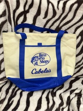 Bass Pro Shops Cream and Blue Canvas Cooler Bag